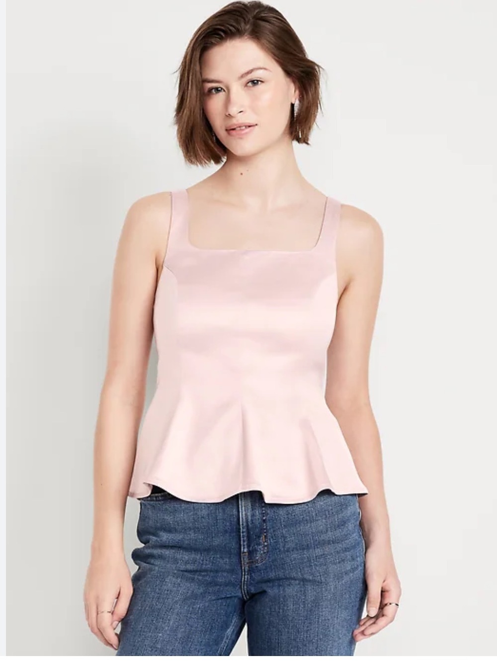 Old Navy Silky Blush Square Neckline Poplin  Top
Sleeveless/ Classy